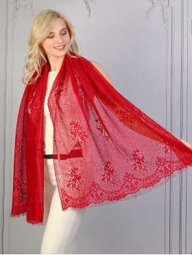 Floral Cut-Out Lace Design Scarf 